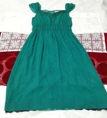 绿色雪纺喇叭形睡衣无袖连体连衣裙, 时尚, 女士时装, 睡衣