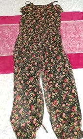 Black black floral chiffon negligee nightgown camisole maxi dress overalls, long skirt, l size