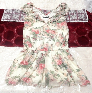 Floral white floral print chiffon culotte negligee nightgown nightwear, fashion, ladies' fashion, nightwear, pajamas