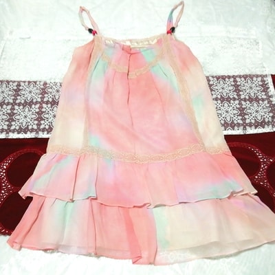 Negligee-Nachthemd, Camisole-Kleid, Babydoll-Kleid aus rosafarbenem Chiffon aus Seide, Mode, Frauenmode, Leibchen