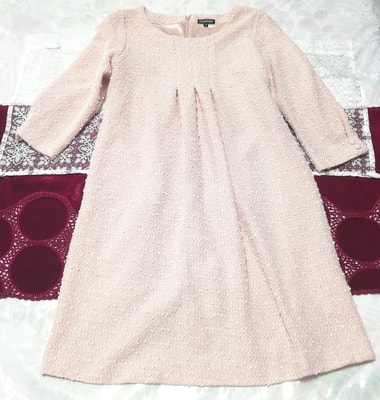 ピンクニットチュニックネグリジェワンピース Pink tunic knit negligee dress, チュニック, 長袖, Mサイズ