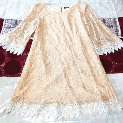 Flax white lace long sleeve long tunic negligee nightgown nightwear dress, tunic, long sleeve, m size