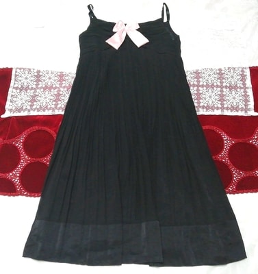 黑色褶裥雪纺吊带背心睡衣连衣裙, 时尚, 女士时装, 吊带背心