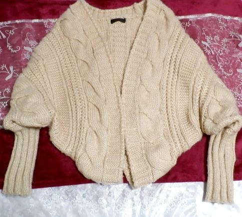 亜麻色ピンクセーター風逆ハート型カーディガン/アウター Flax color pink sweater style reversing heart type cardigan/outer, レディースファッション, カーディガン, Mサイズ