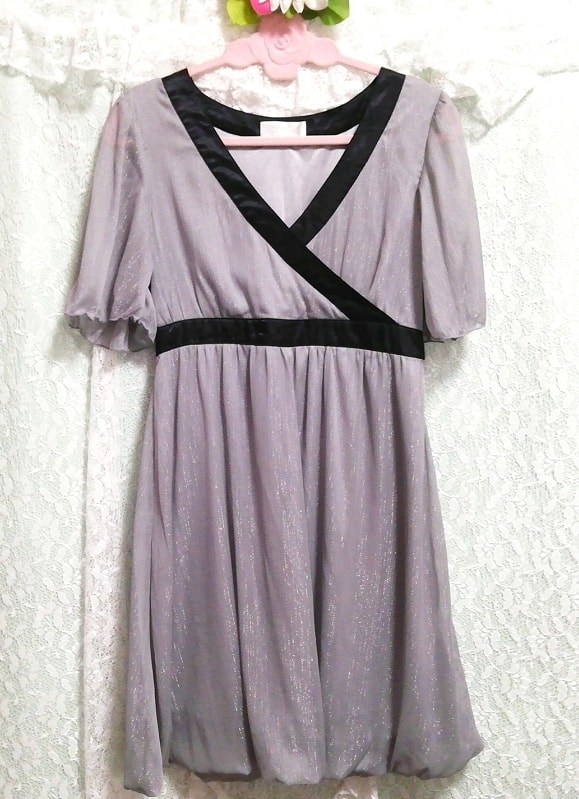 Vestido camisón negligee túnica manga corta satén negro gasa gris, sayo, manga corta, talla l